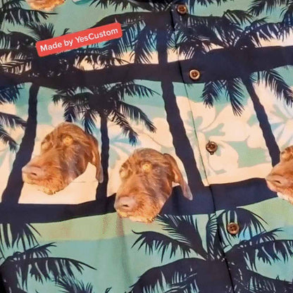 Custom Made Hawaiian Shirts with Girlfriend Face Coconut Tree Personalized Photo Tropical Aloha Shirt