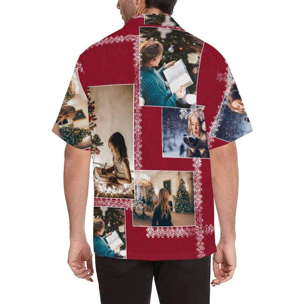 Custom Image Hawaiian Shirt with Photo Christmas Pattern Design Your Own Hawaiian Shirt