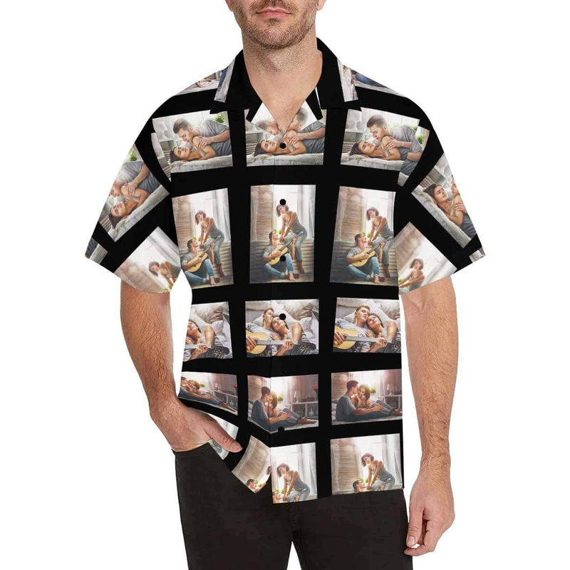 Custom Image Hawaiian Shirt with Photo Diamonds Tropical Aloha Shirt Birthday Vacation Party Gift for Him