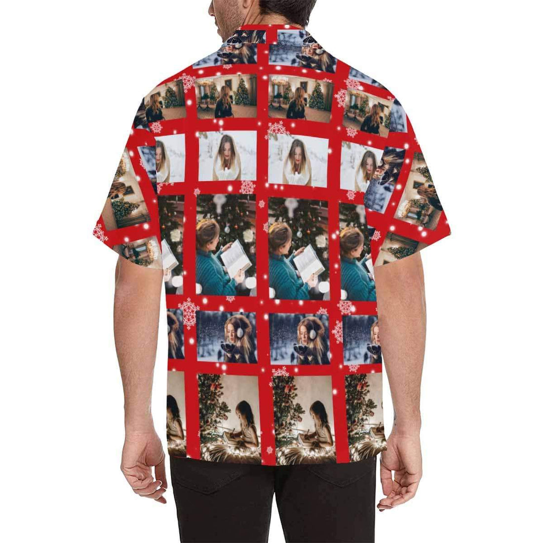 Custom Image Hawaiian Shirt with Photo Diamonds Tropical Aloha Shirt Birthday Vacation Party Gift for Him