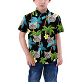 Custom Photo Hawaiian Shirts Photo Blue Coconut Tree Unisex & Teenage Hawaiian Shirt Birthday Aloha Shirt