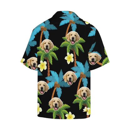 Custom Photo Hawaiian Shirts Photo Blue Coconut Tree Unisex &amp; Teenage Hawaiian Shirt Birthday Aloha Shirt