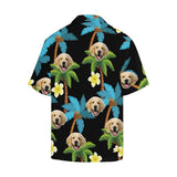 Custom Photo Hawaiian Shirts Photo Blue Coconut Tree Unisex & Teenage Hawaiian Shirt Birthday Aloha Shirt