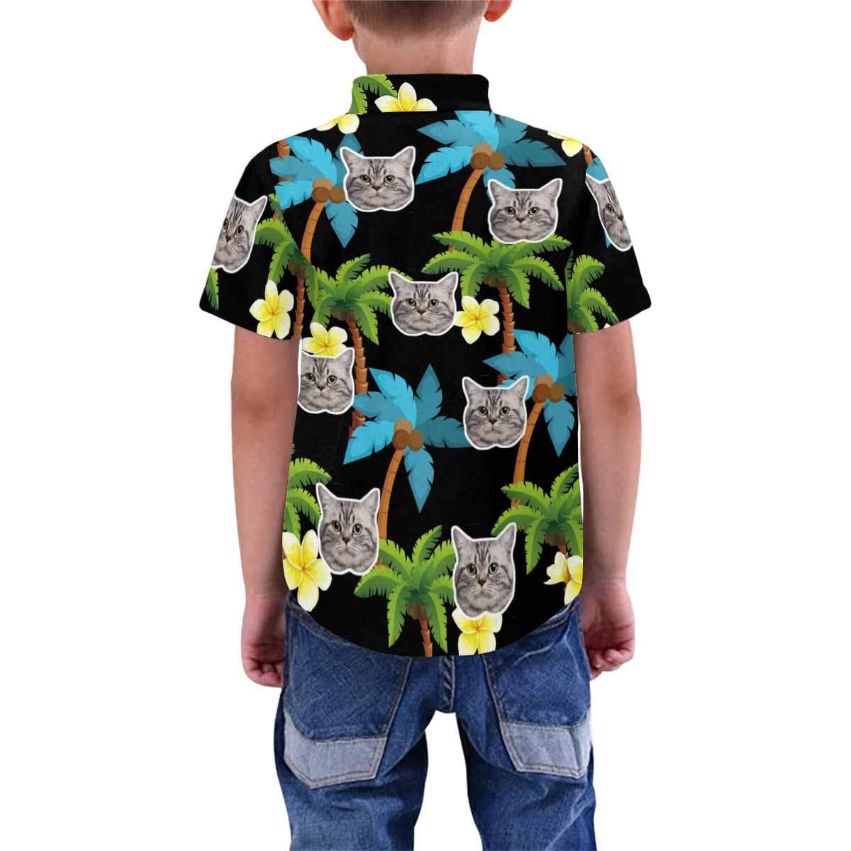 Custom Photo Hawaiian Shirts Photo Blue Coconut Tree Unisex &amp; Teenage Hawaiian Shirt Birthday Aloha Shirt