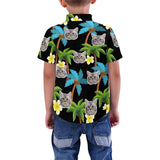 Custom Photo Hawaiian Shirts Photo Blue Coconut Tree Unisex & Teenage Hawaiian Shirt Birthday Aloha Shirt