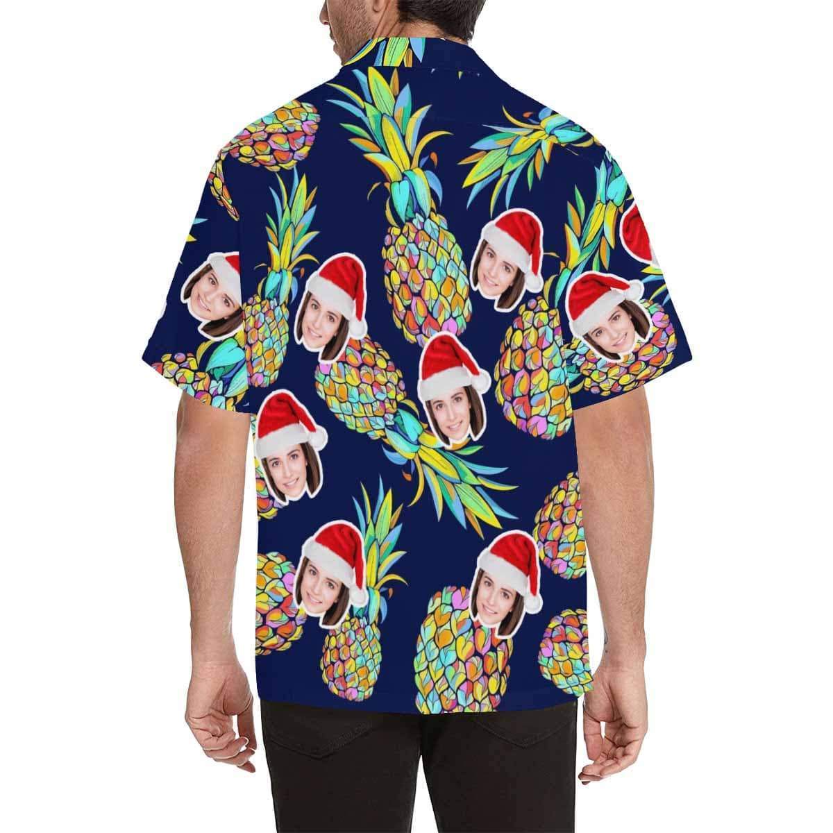 Custom Photo Hawaiian Shirts Photo Blue Pineapple Unisex &amp; Teenage Create Your Own Aloha Shirt