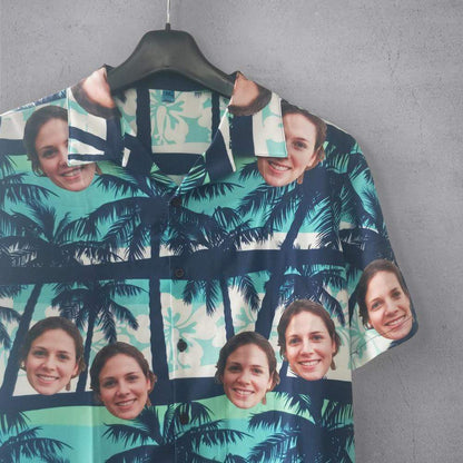 Custom Photo Hawaiian Shirts Photo Coconut Tree Unisex &amp; Teenage Hawaiian Shirt Face Shirt Birthday Gift