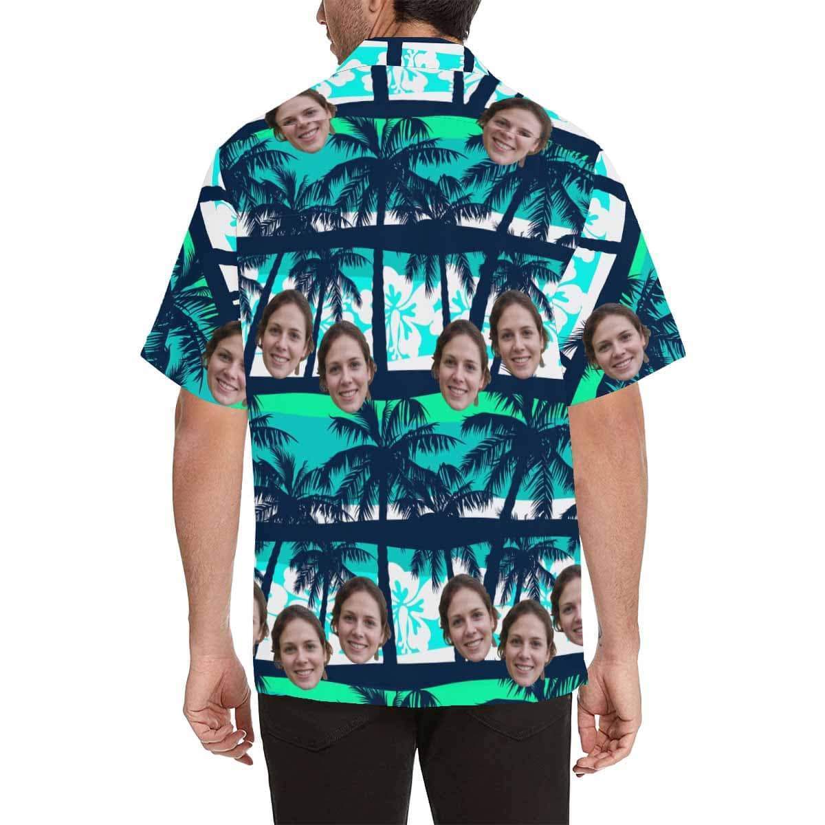 Custom Photo Hawaiian Shirts Photo Coconut Tree Unisex &amp; Teenage Hawaiian Shirt Face Shirt Birthday Gift