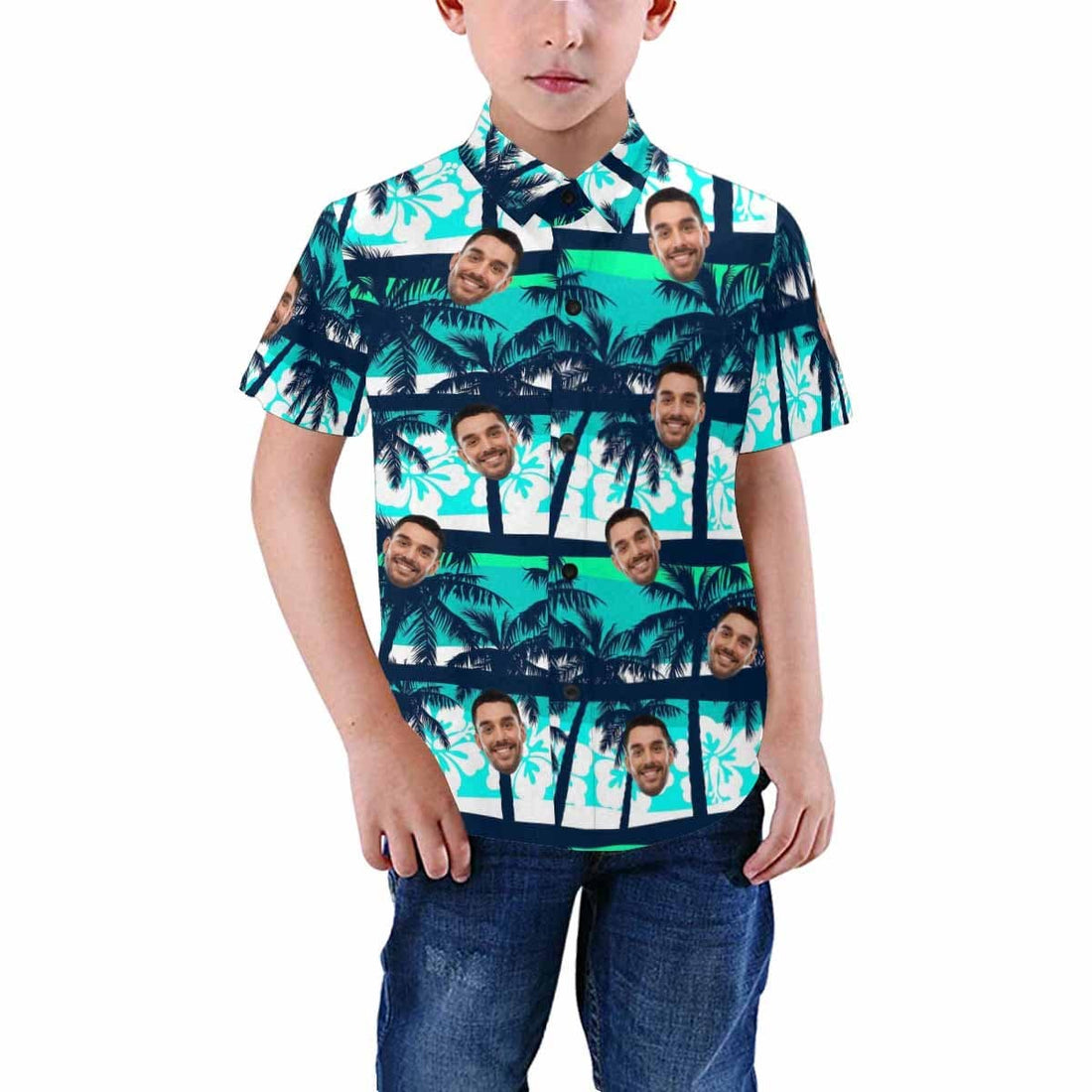 Custom Photo Hawaiian Shirts Photo Coconut Tree Unisex &amp; Teenage Hawaiian Shirt Face Shirt Birthday Gift