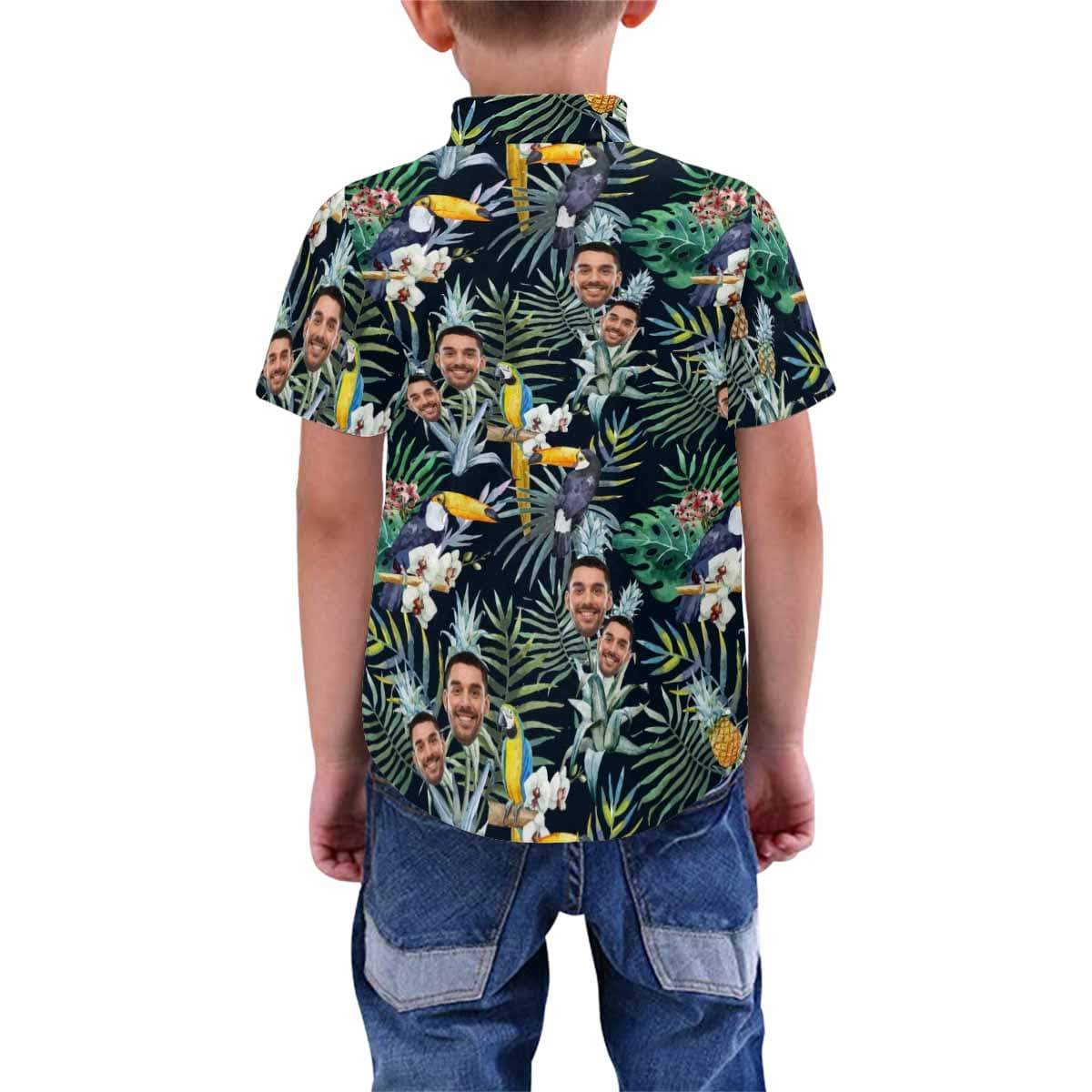 Custom Photo Hawaiian Shirts Photo Flower Parrot Unisex &amp; Teenage Create Your Own Aloha Shirt Birthday Gift