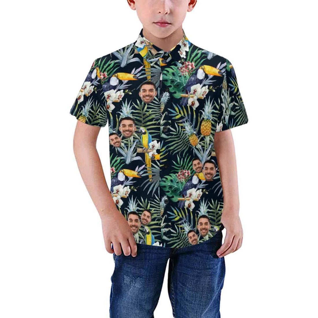 Custom Photo Hawaiian Shirts Photo Flower Parrot Unisex &amp; Teenage Create Your Own Aloha Shirt Birthday Gift