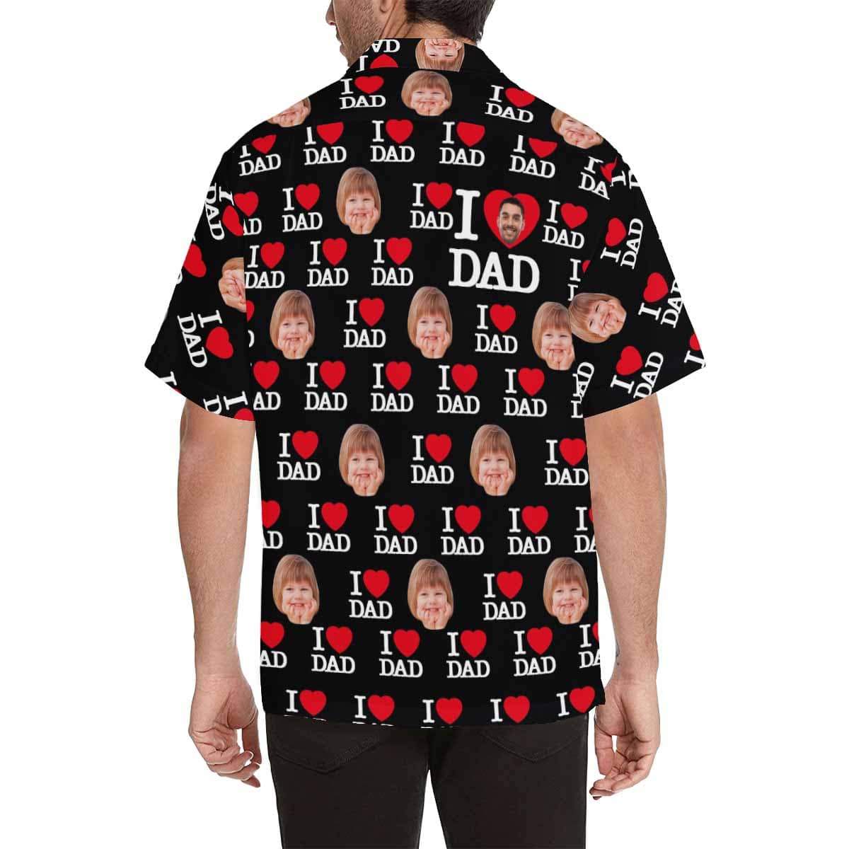 Custom Print Hawaiian Shirt with Face I Love You Dad Personalized Photo Tropical Printing Aloha Shirt