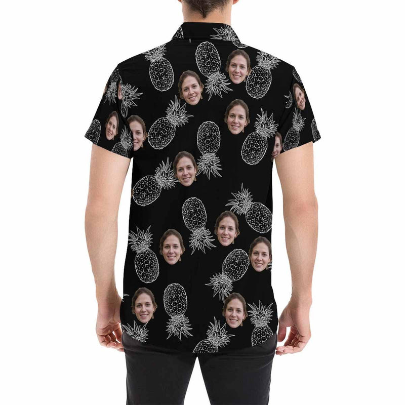 Custom Shirts with Face Pineapple Tropical Printing Made Your Own Shirt Men's All Over Print Shirt Birthday Gift for Him