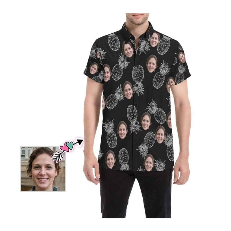 Custom Shirts with Face Pineapple Tropical Printing Made Your Own Shirt Men's All Over Print Shirt Birthday Gift for Him