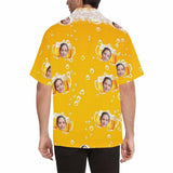 Design Your Own Hawaiian Shirt with Girlfriend Face Beer Yellow Personalized Photo Tropical Aloha Shirt
