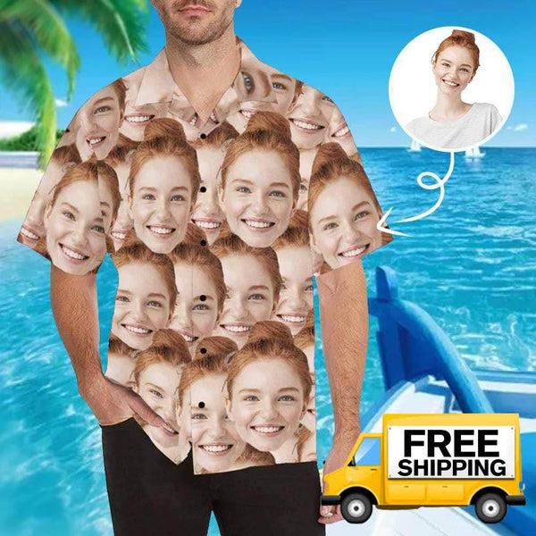 Custom Hawaiian Shirts with Photo Seamless Personalise Girlfriend Aloha Shirt Gift for Boyfriend/Husband
