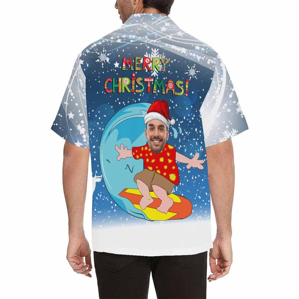 Hawaiian Shirt with Your Face Christmas Surfing Custom Made Hawaiian Shirts Aloha Shirt Gift For Him