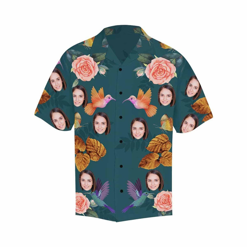 Hawaiian Shirt with Your Face Flower And Bird Create Your Own Hawaiian Shirt for Husband/Boyfriend