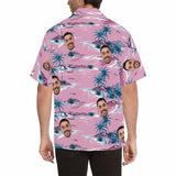 Hawaiian Shirt With Your Face Tropical Printing Trees Pink Create Your Own Hawaiian Shirt for Husband/Boyfriend