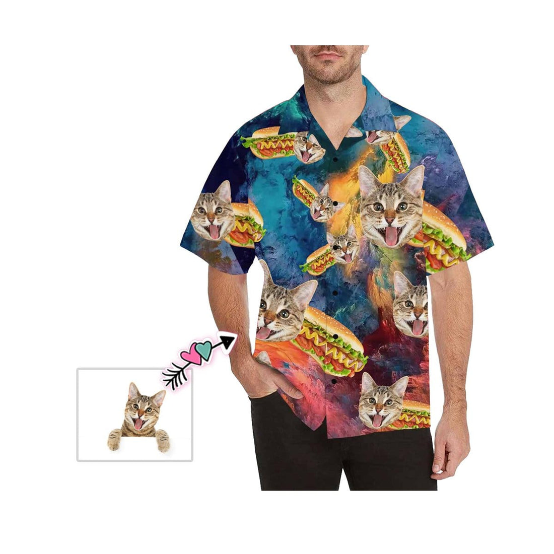 Hawaiian Shirts with Faces on Them Hamburger Create Your Own Aloha Shirt Tropical Aloha Shirt Birthday Vacation Party Gift