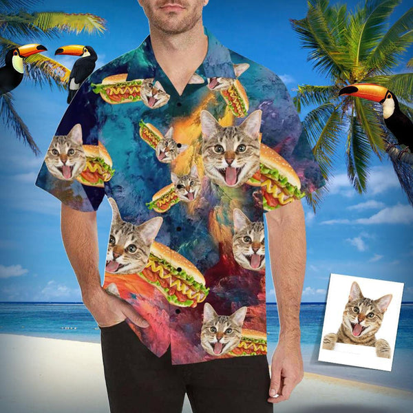 Hawaiian Shirts with Faces on Them Hamburger Create Your Own Aloha Shirt Tropical Aloha Shirt Birthday Vacation Party Gift