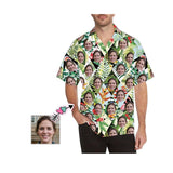 Hawaiian Shirts with Faces on Them Leaves Rhombus Custom Aloha Shirts Birthday Vacation Party Gift for Him