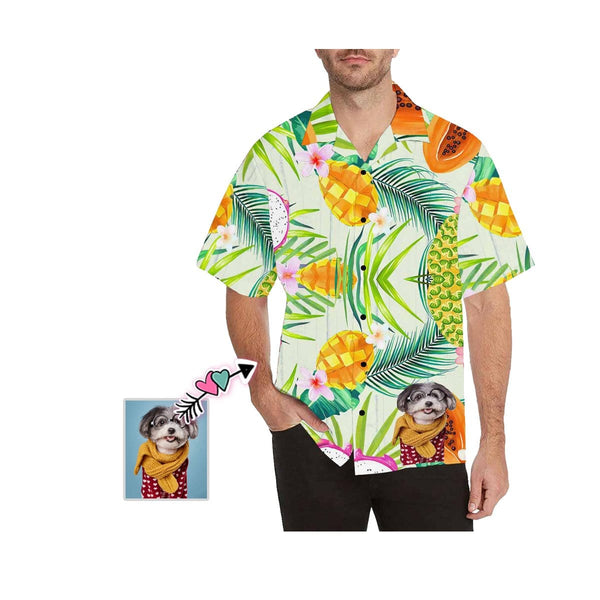 Hawaiian Shirts with Faces on Them Mango Leaves Tropical Aloha Shirt Birthday Vacation Party Gift