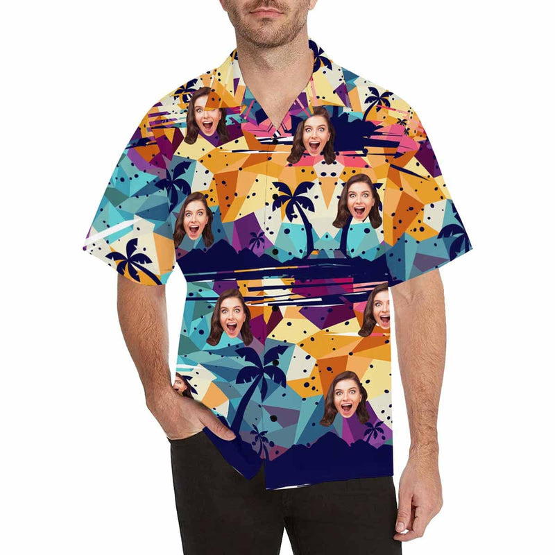 Hawaiian Shirts with Faces on Them Modern Abstract Custom All Over Print Tropical Printing Shirt Made for You Custom Gift