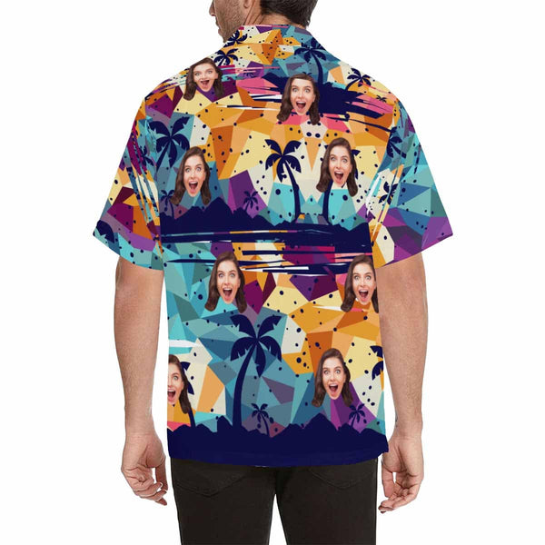 Hawaiian Shirts with Faces on Them Modern Abstract Custom All Over Print Tropical Printing Shirt Made for You Custom Gift