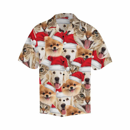 Hawaiian Shirts with Faces on Them Pet Christmas Hat Seamless Create Your Own Hawaiian Shirt Birthday Gift