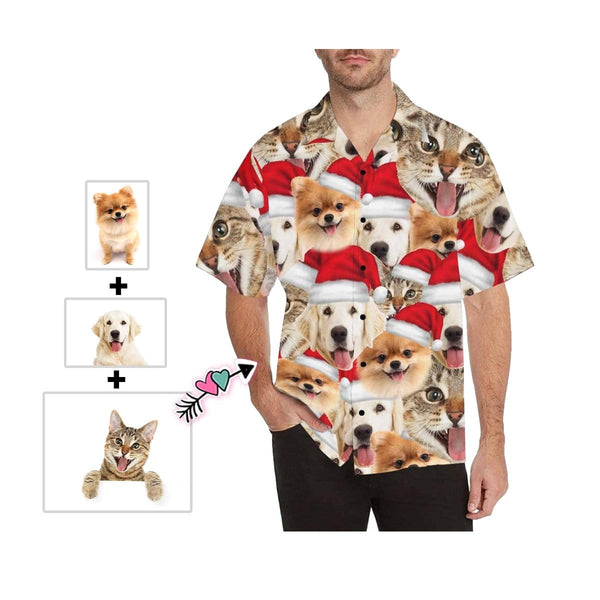 Hawaiian Shirts with Faces on Them Pet Christmas Hat Seamless Create Your Own Hawaiian Shirt Birthday Gift