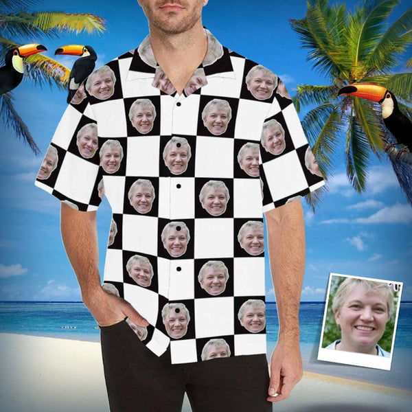 Hawaiian Shirts with Faces on Them Plaid Personalized Face Aloha Shirt Gift For Him Anniversary Gift
