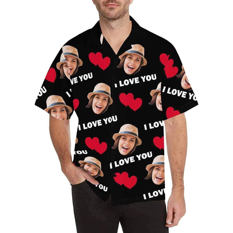 Hawaiian Shirts with Faces on Them XoXo Red Lips Aloha Shirt Birthday Vacation Party Gift for Him