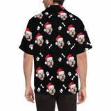 Hawaiian Shirts with Pet Faces on Them Dog Bone Christmas Hat Custom Image Hawaiian Shirt Birthday Gift