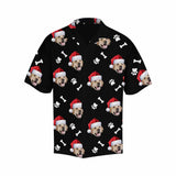 Hawaiian Shirts with Pet Faces on Them Dog Bone Christmas Hat Custom Image Hawaiian Shirt Birthday Gift