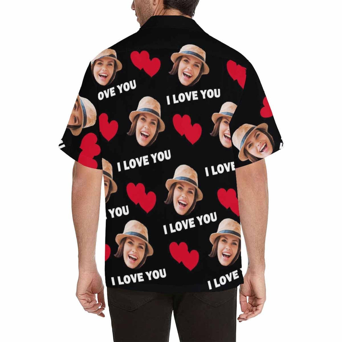 Personalized Hawaiian Shirts with Face I Love You Create Your Own Aloha Shirt Birthday Vacation Party Gift