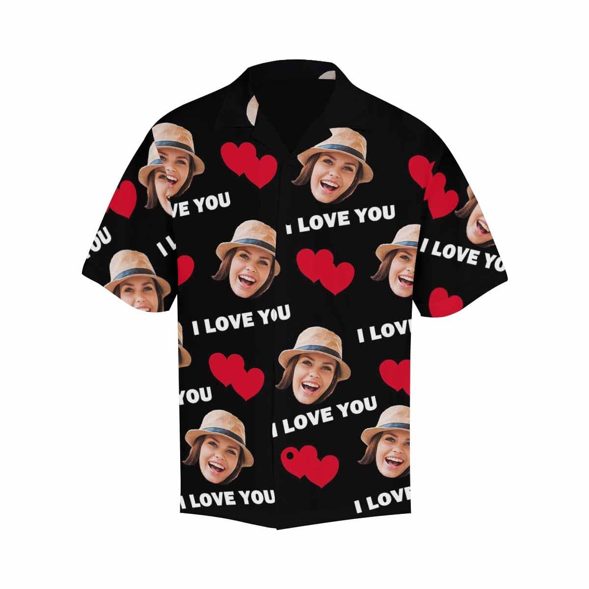 Personalized Hawaiian Shirts with Face I Love You Create Your Own Aloha Shirt Birthday Vacation Party Gift