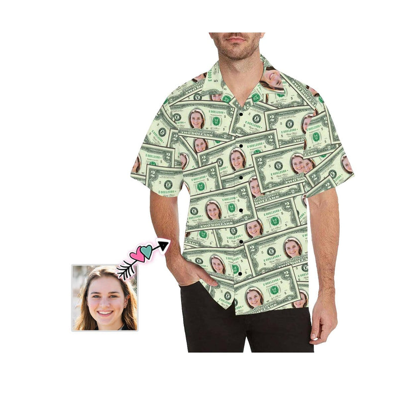 Personalized Hawaiian Shirts with Face Money Print All Over Print Hawaiian Shirt for Boyfriend or Husband