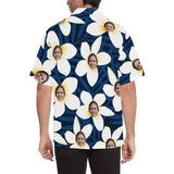 Personalized Hawaiian Shirts with Face White Flower Petals Face Aloha Shirt Gift for Him Birthday Party Gift