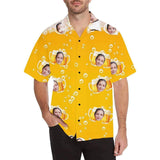 Personalized Hawaiian Shirts with Face White Flower Petals Face Aloha Shirt Gift for Him Birthday Party Gift