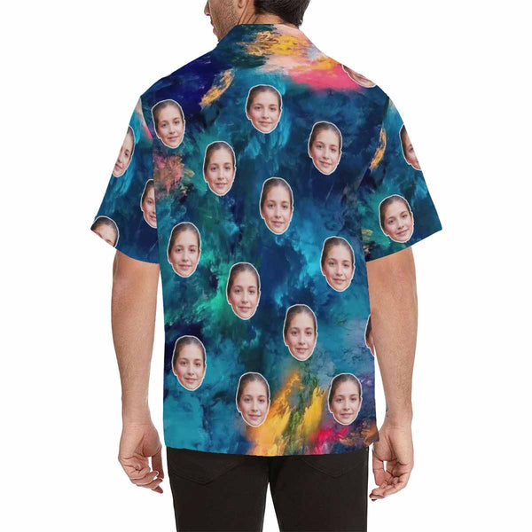 Personalized Hawaiian Shirts with Wife Face Colorful Painting Hawaiian Shirts Birthday Gift with Faces on Them
