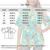 Custom Face Christmas Tree Elk Women's Hawaiian Shirts All Over Print V Neck Short Sleeve Shirt Gift for Girlfriend Wife