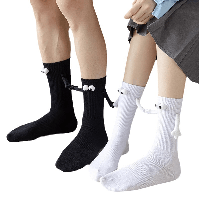 Holding Hands Socks Magnetic Hand Socks Funny Big Eye Socks for Couples Friends