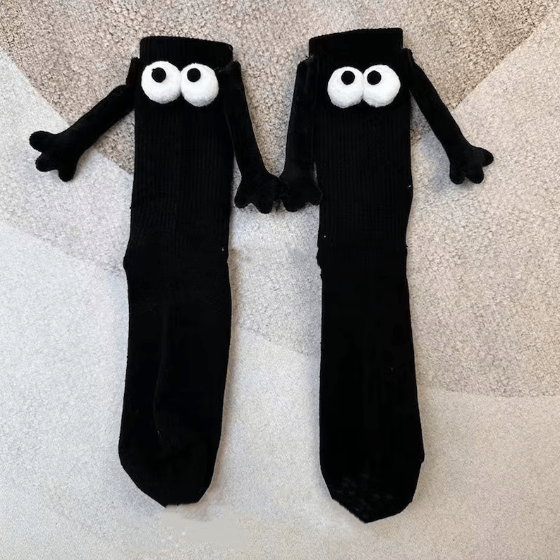 Holding Hands Socks Magnetic Hand Socks Funny Big Eye Socks for Couples Friends