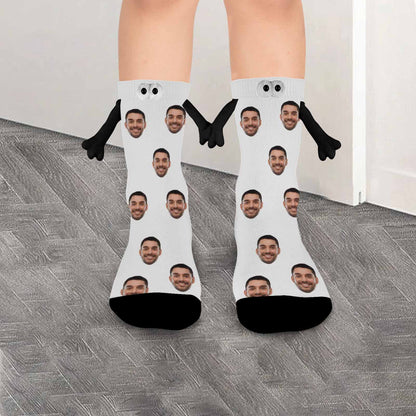 Custom Face Multicolor Magnetic Holding Hands Socks Suction Funny Big Eye Socks