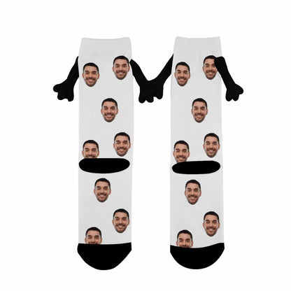 Custom Face Multicolor Magnetic Holding Hands Socks Suction Funny Big Eye Socks