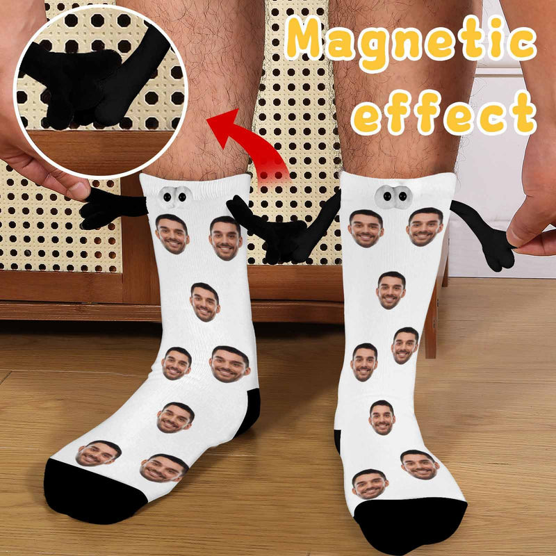 Custom Face Multicolor Magnetic Holding Hands Socks Suction Funny Big Eye Socks