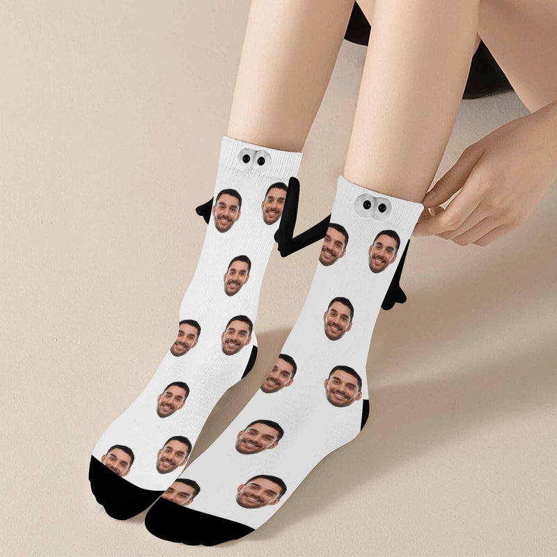 Custom Face Multicolor Magnetic Holding Hands Socks Suction Funny Big Eye Socks