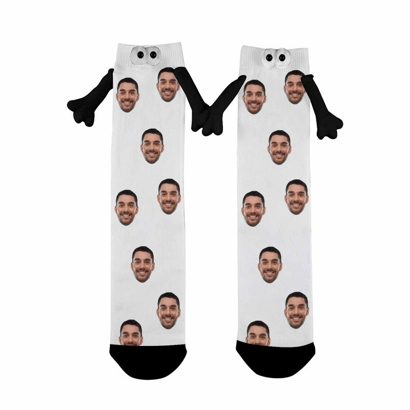 Custom Face Multicolor Magnetic Holding Hands Socks Suction Funny Big Eye Socks