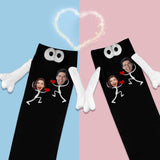 Custom Couple Face Magnetic Holding Hands Socks Suction Funny Big Eye Socks Valentine's Day Gift